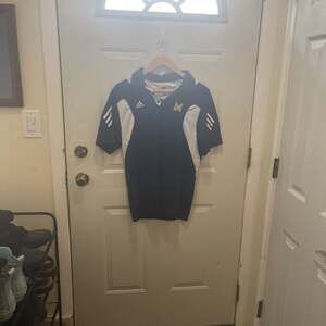 Adidas Michigan Wolverines Climalite Polo Shirt Men's Medium Blue
